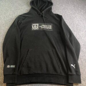 Puma Mercedes Motorsport Hoodie Mens Large Black Sweatshirt Racing Petronas